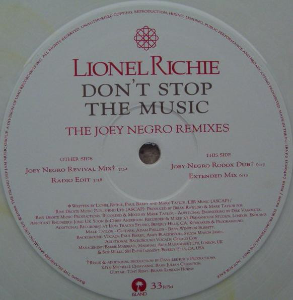Lionel Richie-Dont Stop The Music  The Joey Negro Remixes-(LRVP2)-VINYL-FLAC-2000-STAX Download